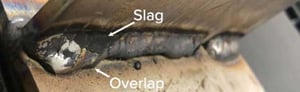 welding defects - slag and overlap